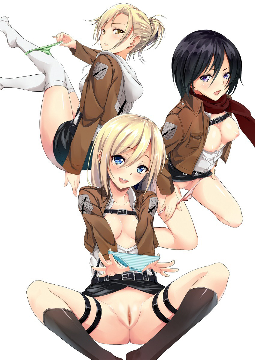 Rule34 – If it exists, there is porn of it / momonokizmen, annie leonhardt, christa renz, mikasa ackerman / 156193