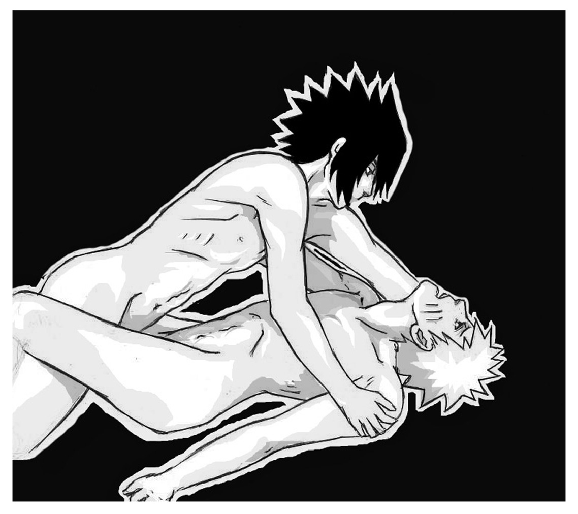 uchiha sasuke, uzumaki naruto, naruto (classic), naruto (series), artist request, 2boys, anal, male focus, male penetrated, monochrome, multiple boys, nude, sex, yaoi