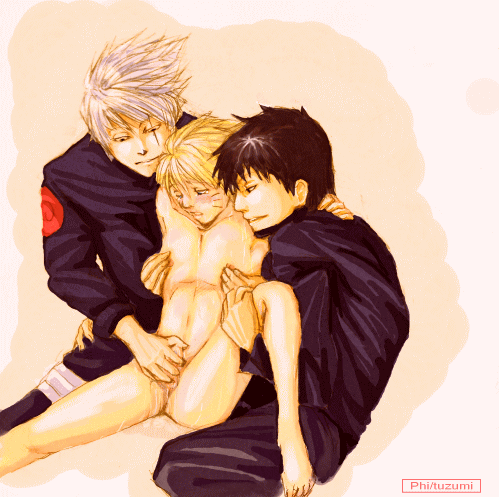 hatake kakashi, uzumaki naruto, yamato (naruto), naruto (series), naruto shippuuden, artist request, lowres, 3boys, barefoot, clothed male nude male, clothed on nude, cum, fingering, group sex, handjob, holding legs, male focus, masturbation, mmm threesome, multiple boys, nipple stimulation, nipple tweak, nipples, nude, penis, sex, shota, spread legs, threesome, yaoi