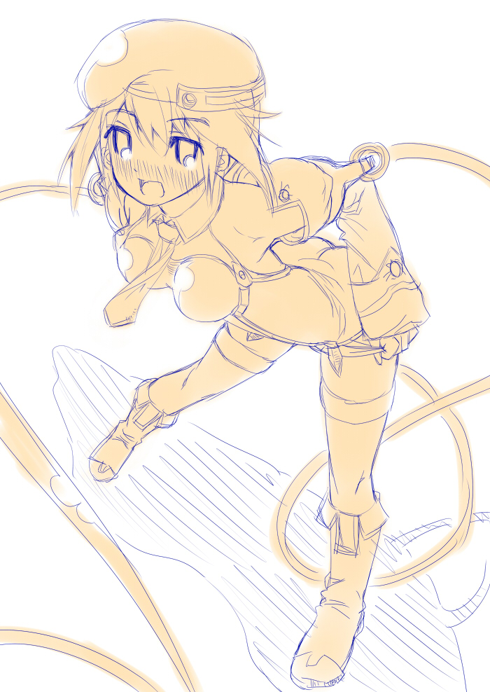 furoaki, noel vermillion, takei junko, arc system works, blazblue, beret, hat, monochrome, panties, solo, thighhighs, underwear