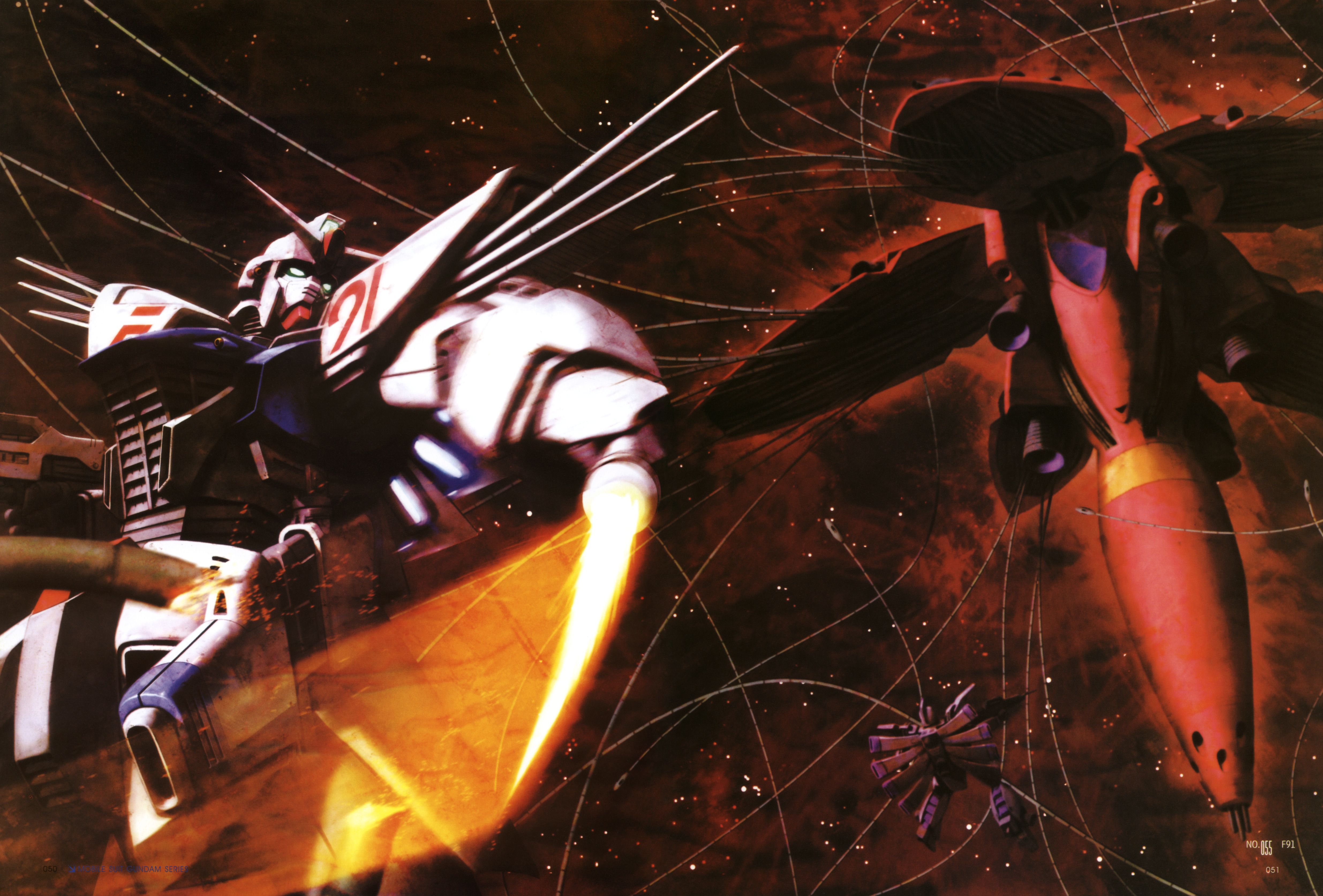 morishita naochika, f91 gundam, rafflesia, vigna ghina, gundam, gundam f91, absurdres, highres, 1990s (style), artistic error, mecha, mecha focus, retro artstyle, robot