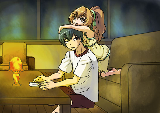 nico (hero300), aisaka taiga, takasu ryuuji, toradora!, bad id, bad pixiv id, tagme, 00s, barefoot, black hair, blonde hair, brown hair, long hair, short hair