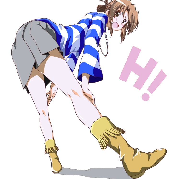 segawa haruna, maria (hayate no gotoku!), hayate no gotoku!, bad id, 00s, 1girl, ass, bent over, casual, female focus, folded ponytail, jewelry, leaning forward, necklace, skirt, solo
