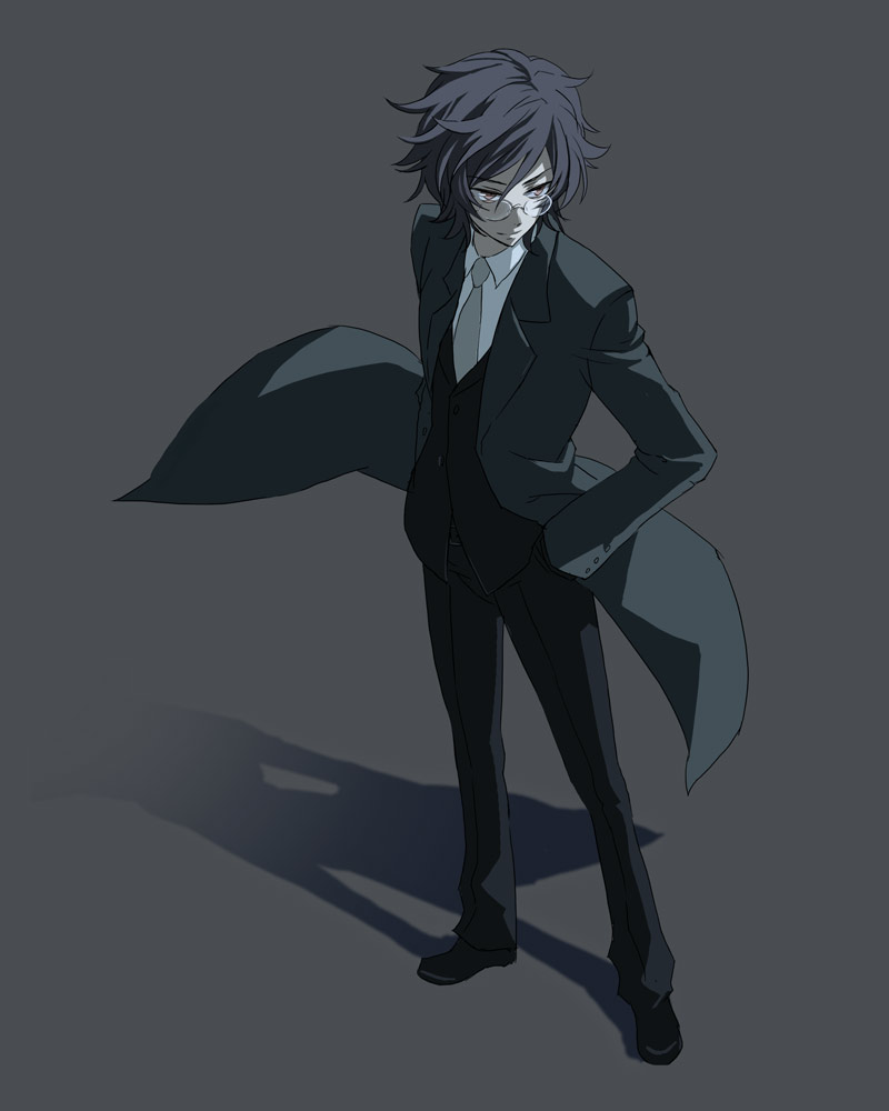 mekarauroko, osamu (jagabata), regene regetta, gundam, gundam 00, bad id, bad pixiv id, 00s, 1boy, androgynous, glasses, innovators (gundam 00), male focus, purple hair, solo, trap