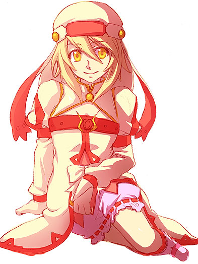 alice (tales), tales of (series), tales of symphonia, tales of symphonia: dawn of the new world, 00s, hat, smile, solo, white hair, yellow eyes