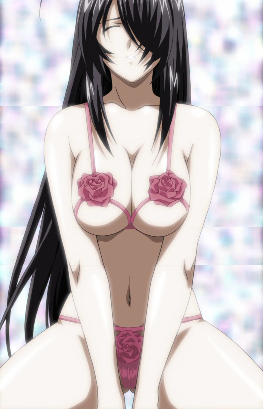 kan'u unchou, ikkitousen, anime screenshot, highres, stitched, third-party edit, 00s, 1girl, female focus, flower, lingerie, rose, solo, underwear
