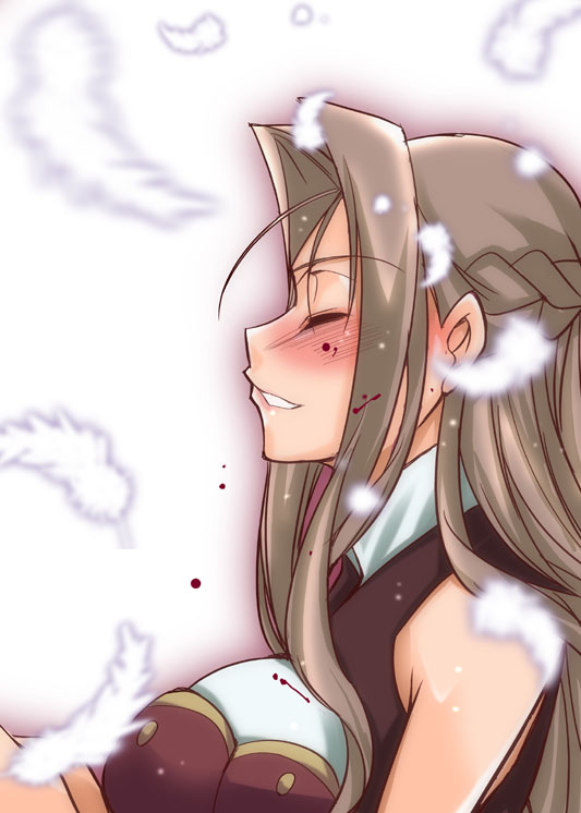 kazahana chiruwo, cornelia li britannia, code geass, 00s, blush, feathers, long hair, solo