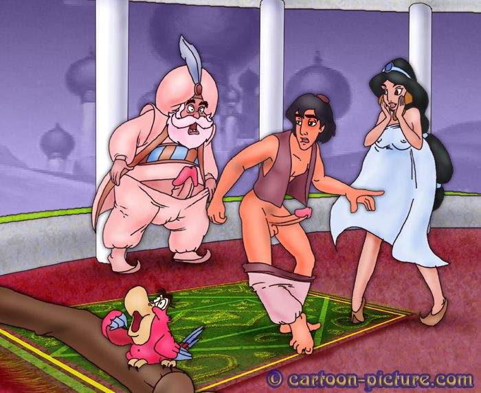 Rule34 – If it exists, there is porn of it / cartoon-picture, aladdin (character), iago, jasmine, sultan (aladdin) / 159506
