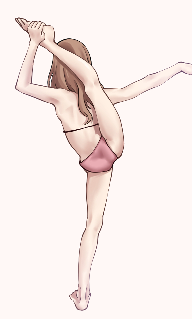 contortiong, tagme, 1girl, ass, flexible, panties, simple background, split, standing, standing on one leg, standing split, underwear