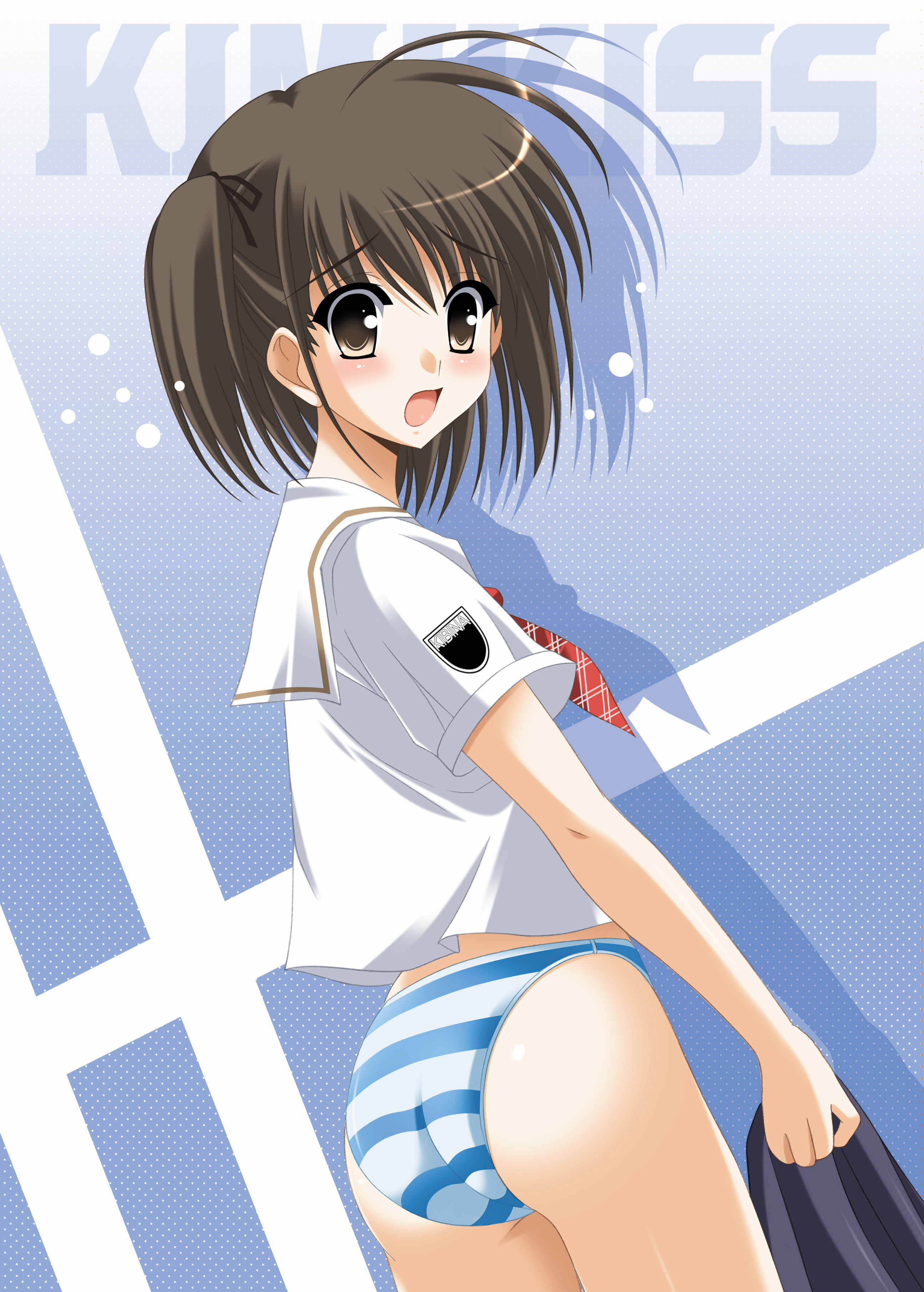 oda ken'ichi, aihara nana, kimi kiss, absurdres, highres, ass, panties, striped clothes, striped panties, underwear