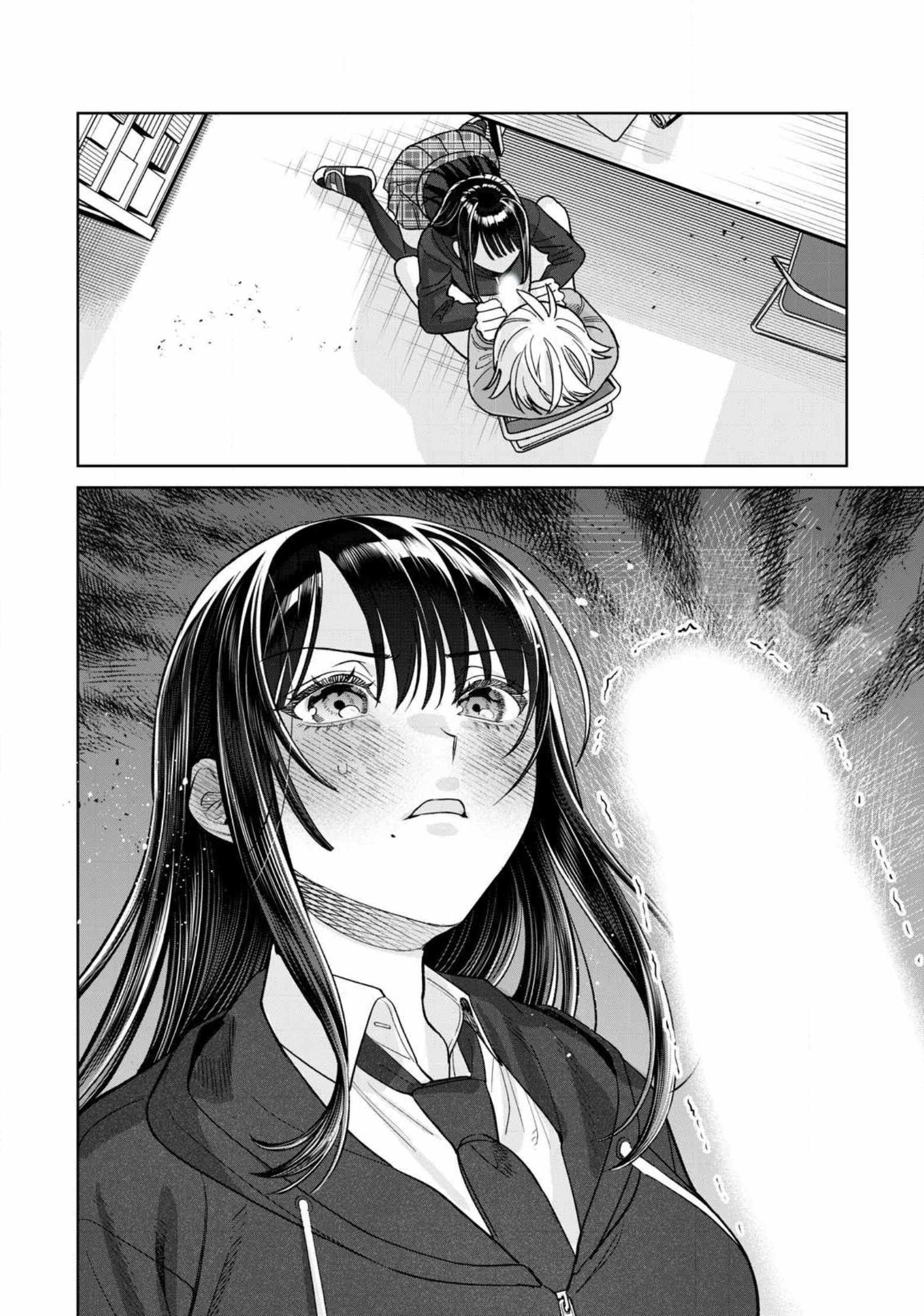 uma raclette, honjou kaho, shirasawa akito, hajirau kimi ga mitainda, highres, official art, textless version, 1boy, 1girl, black socks, black thighhighs, blush, censored, collared shirt, from above, girthy penis, hood, hooded jacket, hoodie, huge penis, jacket, kneeling, long hair, long sleeves, looking at penis, miniskirt, mole, mole under mouth, necktie, nervous sweating, open mouth, penis, plaid clothes, plaid skirt, pleated skirt, school uniform, shirt, shirt under jacket, shoes, short hair, sitting, skirt, socks, sweat, sweatdrop, sweater, thighhighs, zettai ryouiki