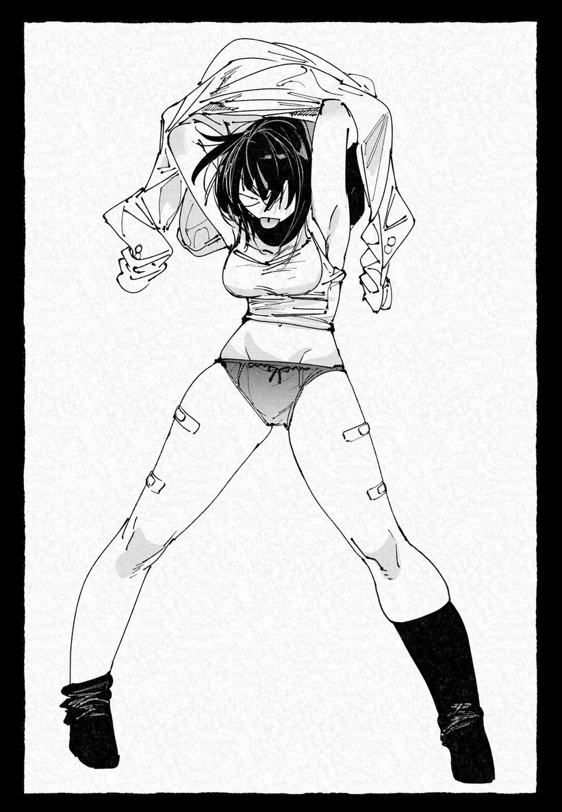 hachinuki tetsuyo, she (hachinuki tetsuyo), tagme, translation request, 1girl, glasses, monochrome, short hair
