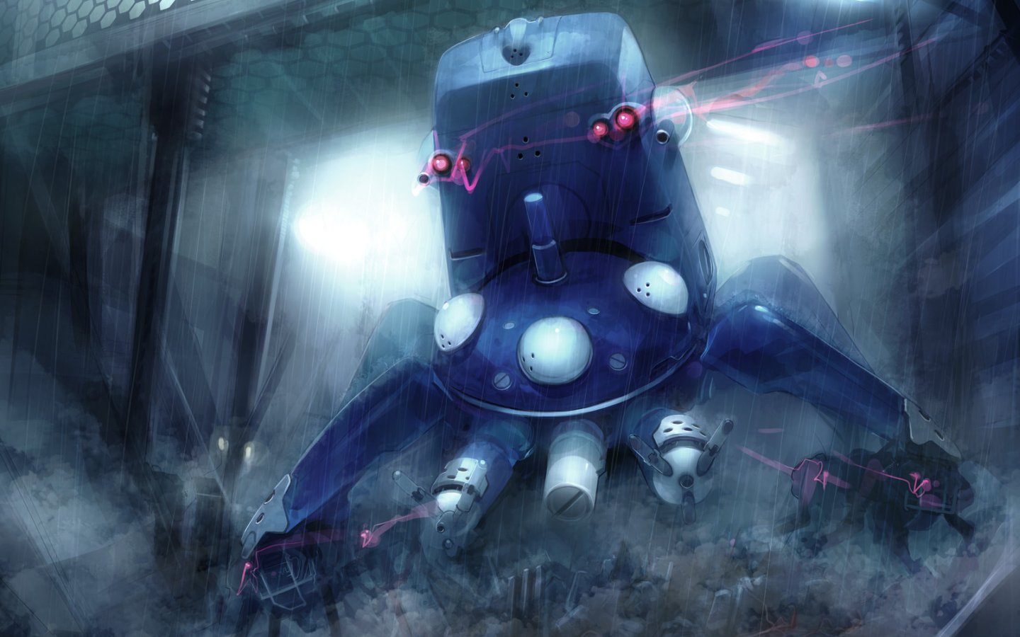 tachikoma, ghost in the shell, vehicle, military, military vehicle, motor vehicle, no humans, rubble, ruins, tank