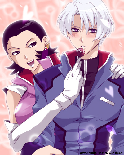 junki mutoh, mutou junki, mudie holcroft, sven cal bayan, gundam, gundam seed, gundam seed c.e. 73: stargazer, lowres, 00s, black hair, earrings, grey eyes, jewelry, military, military uniform, short hair