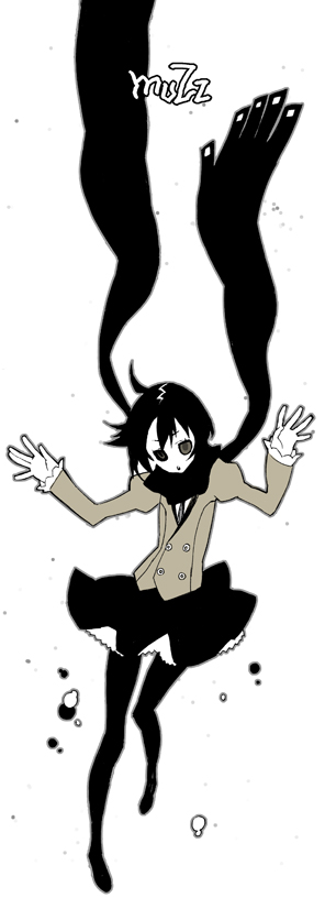 miwa shirow, farllee, muzz, 1girl, blazer, brown theme, female focus, jacket, monochrome, pantyhose, scarf, short hair, skirt, solo
