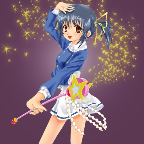 adaru, sunohara mei, clannad, kannagi, lowres, cosplay, magical girl, parody, skirt, solo, wand