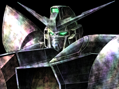 tro (trombe), g-saviour gundam, gundam, gundam g-saviour, bad id, bad pixiv id, lowres, black background, dark, mecha, no humans, robot, solo