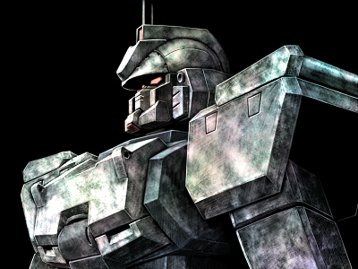 tro (trombe), ez-8 gundam, gundam ez8, gundam, gundam 08th ms team, bad id, bad pixiv id, lowres, black background, mecha, no humans, robot, simple background, solo