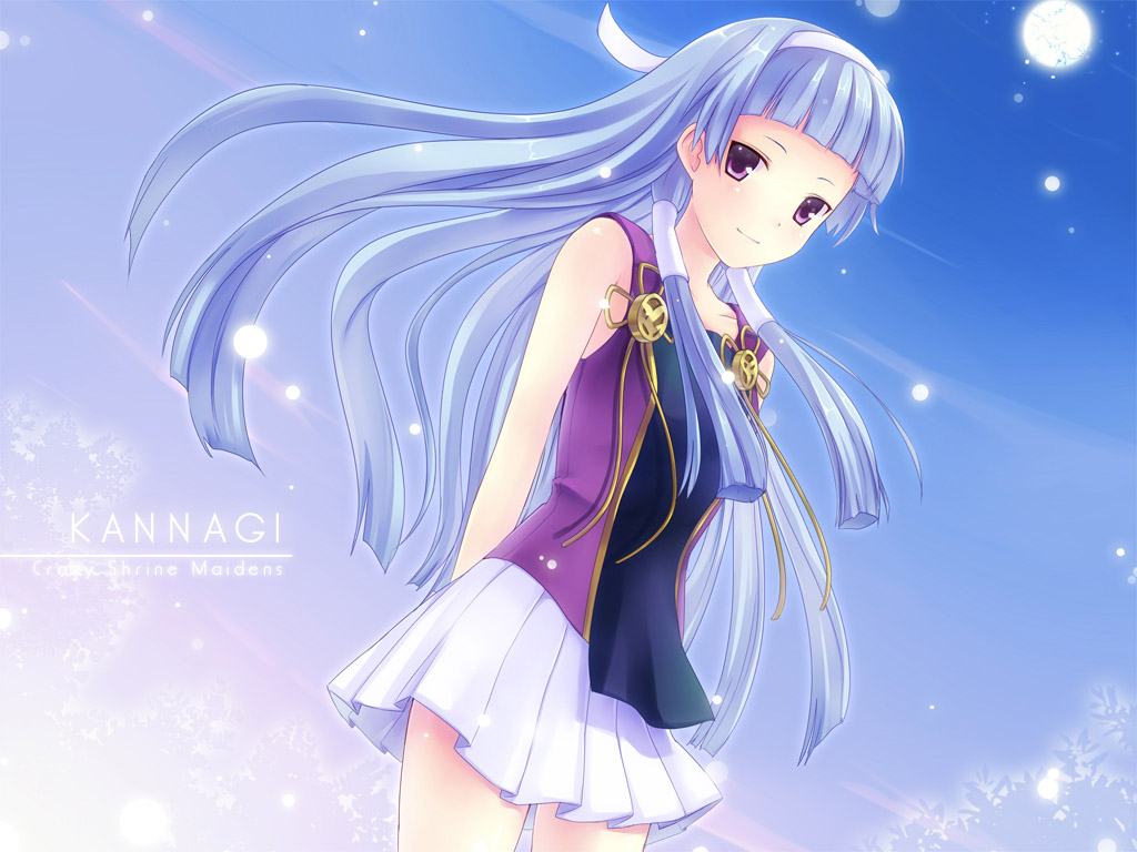6u (eternal land), kiyu, nagi, kannagi, 00s, 1girl, blue hair, blunt bangs, hair tubes, hairband, long hair, purple eyes
