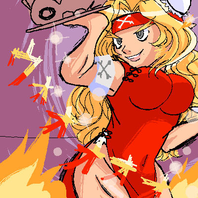 charmwitch, mr. champloo, disgaea, makai senki disgaea 2, makai senki disgaea 3, nippon ichi, lowres, 1girl, blonde hair, breasts, demon girl, female focus, genderswap, genderswap (mtf), large breasts, long hair, solo