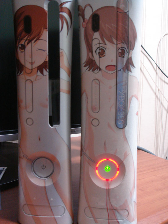 a1 (initial-g), futami ami, futami mami, idolmaster, idolmaster (classic), idolmaster 1, photo (medium), unconventional media, 00s, censored, convenient censoring, defloration, flat chest, game console, loli, menstruation, nipples, no humans, nude, one eye closed, siblings, sisters, surprised, twins, wink, xbox 360