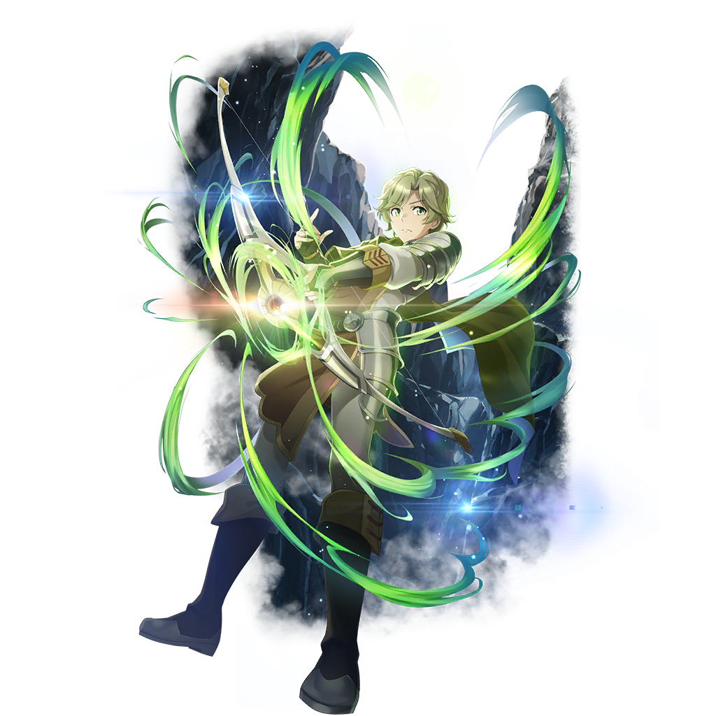 kawasumi itsuki, tate no yuusha no nariagari, tate no yuusha no nariagari rerise, artist request, game cg, official art, 1boy, armor, armored boots, armored gloves, aura, black sky, blonde hair, boots, bow (weapon), brown boots, brown gloves, brown tunic, canyon, cape, closed mouth, collared tunic, elbow gloves, fingerless gloves, forehead, from below, frown, full body, full moon, gloves, green cape, green eyes, hand up, high collar, holding, holding bow (weapon), holding weapon, knee boots, legendary bow (small bow) (tate no yuusha no nariagari), legendary bow (tate no yuusha no nariagari), light particles, long sleeves, looking at viewer, male focus, messy hair, moon, muneate, pants, parted bangs, pauldrons, shirt, short hair, shoulder armor, sidelocks, simple background, single pauldron, sky, sleeveless tunic, solo, standing, transparent background, tunic, turtleneck tunic, v-shaped eyebrows, weapon, white pants, white shirt