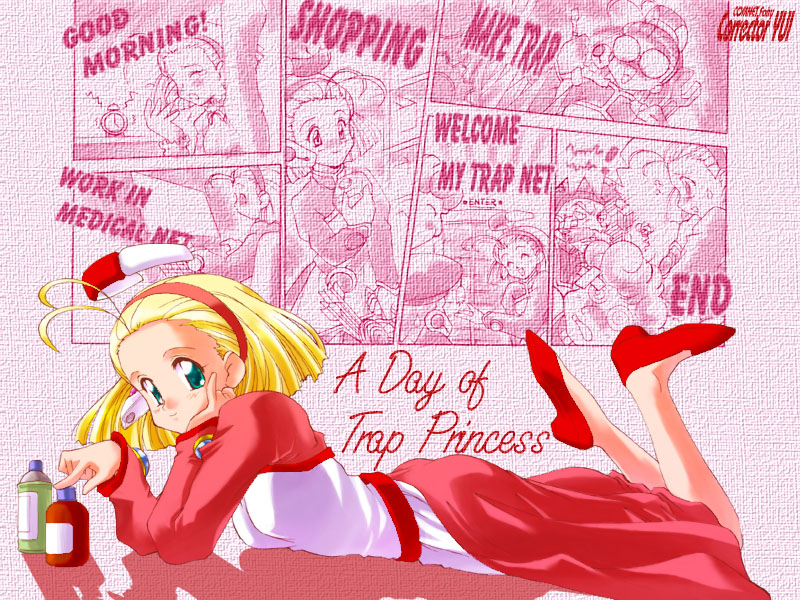 osamada meika, corrector rescue, corrector yui, 1990s (style), 1girl, ahoge, blonde hair, green eyes, lying, nurse, shoes