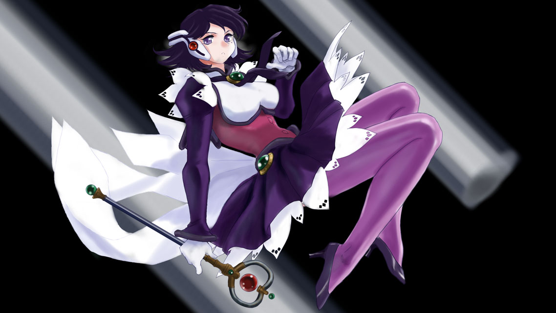 fuzuki hajime, shinozaki ai, corrector yui, 1990s (style), 1girl, bodice, female focus, high heels, legs, mole, mole under eye, retro artstyle, shoes, solo, thighhighs