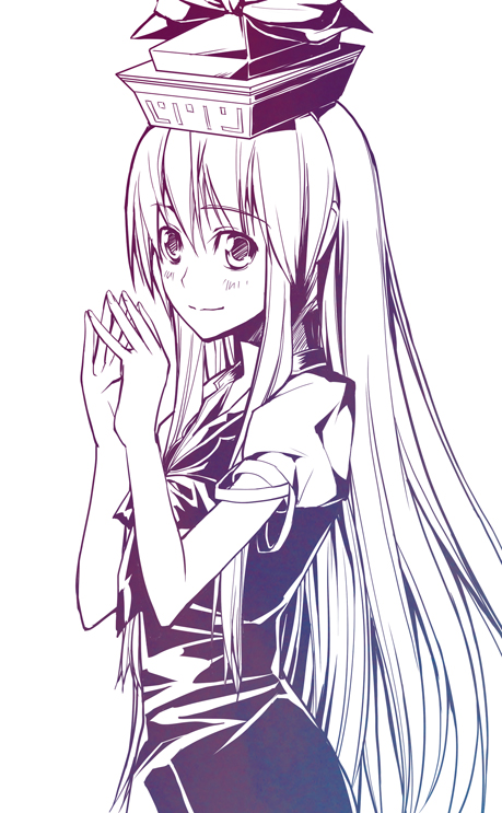 yuugo, yuugo (atmosphere), kamishirasawa keine, touhou, 1girl, female focus, monochrome, purple theme, solo
