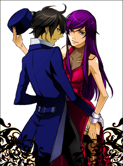 kumo nokai, kumo yuki suke, setsuna f. seiei, tieria erde, gundam, gundam 00, bad id, bad pixiv id, 00s, 2boys, dancing, dress, multiple boys, purple hair, red eyes, trap