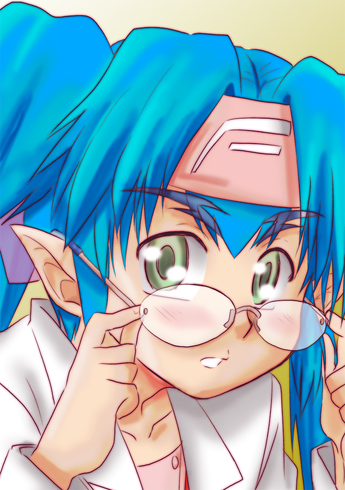 asai aki, klan klein, macross, macross frontier, 00s, 1girl, bespectacled, female focus, glasses, headband, pointy ears, solo