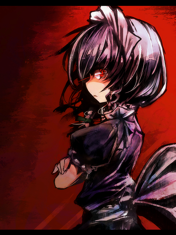 ukyo rst, izayoi sakuya, touhou, silver hair, 1girl, braid, female focus, short hair, solo, twin braids