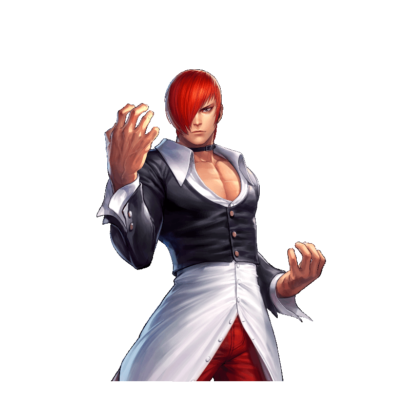 yagami iori, the king of fighters, animated, animated gif, 1boy, long sleeves, male focus, male hand, muscular arms