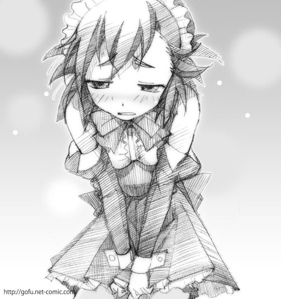 gofu, aoba tsugumi, kannagi, traditional media, 00s, greyscale, monochrome, sketch, solo