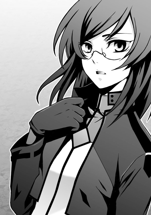 mami (apsaras), umimami, tieria erde, gundam, gundam 00, bad id, bad pixiv id, 00s, 1boy, glasses, gloves, grey background, greyscale, looking at viewer, male focus, monochrome, semi-rimless eyewear, short hair, simple background, solo, under-rim eyewear, upper body