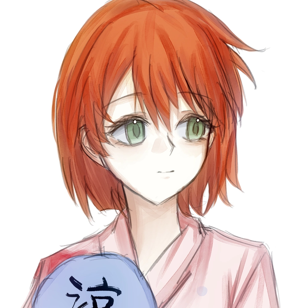 misty (pokemon), nintendo, pokemon, pokemon (anime), pokemon (classic anime), pokemon rgby, 1girl, bob cut, closed mouth, green eyes, hair between eyes, hand fan, holding, holding fan, japanese clothes, kimono, light smile, looking to the side, orange hair, paper fan, pink kimono, red hair, robe, short hair, sideways glance, smile, solo, uchiwa, upper body, yukata