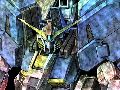tro (trombe), ex-s gundam, gundam, gundam sentinel, bad id, bad pixiv id, lowres, dark, mecha, no humans, robot, solo