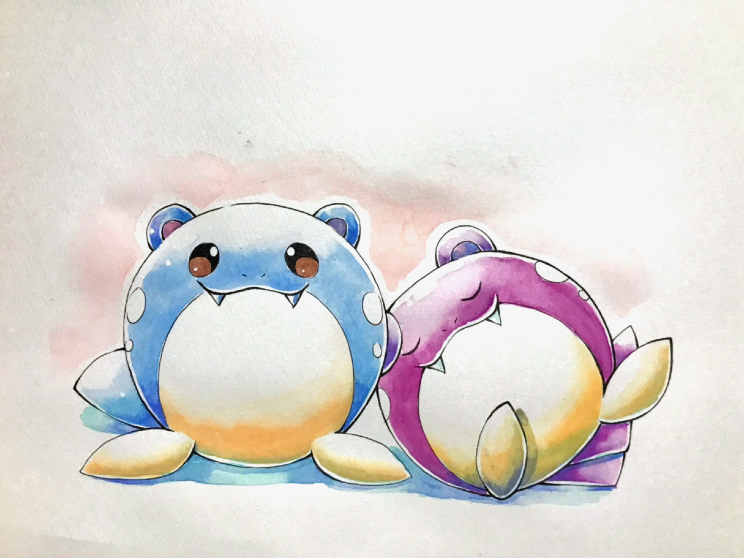 spheal, nintendo, pokemon, highres, alternate color, black eyes, closed eyes, gen 3 pokemon, no humans, pokemon (creature), shiny pokemon, simple background, yufuko (vintagerose)