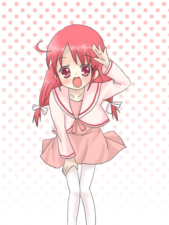 sakuramori sumomo, fine (futagohime), fushigiboshi no futago hime, fushigiboshi no futago hime gyu, 00s, 1girl, female focus, long hair, low-tied long hair, pantyhose, red eyes, red hair, solo