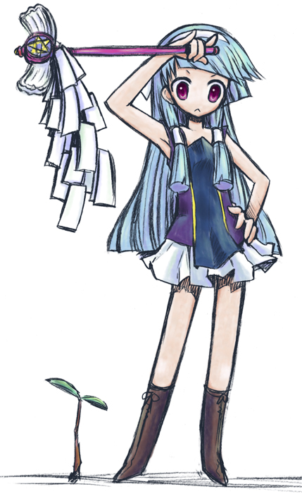 ayano rena, nagi, kannagi, 00s, 1girl, blunt bangs, female focus, hair tubes, solo