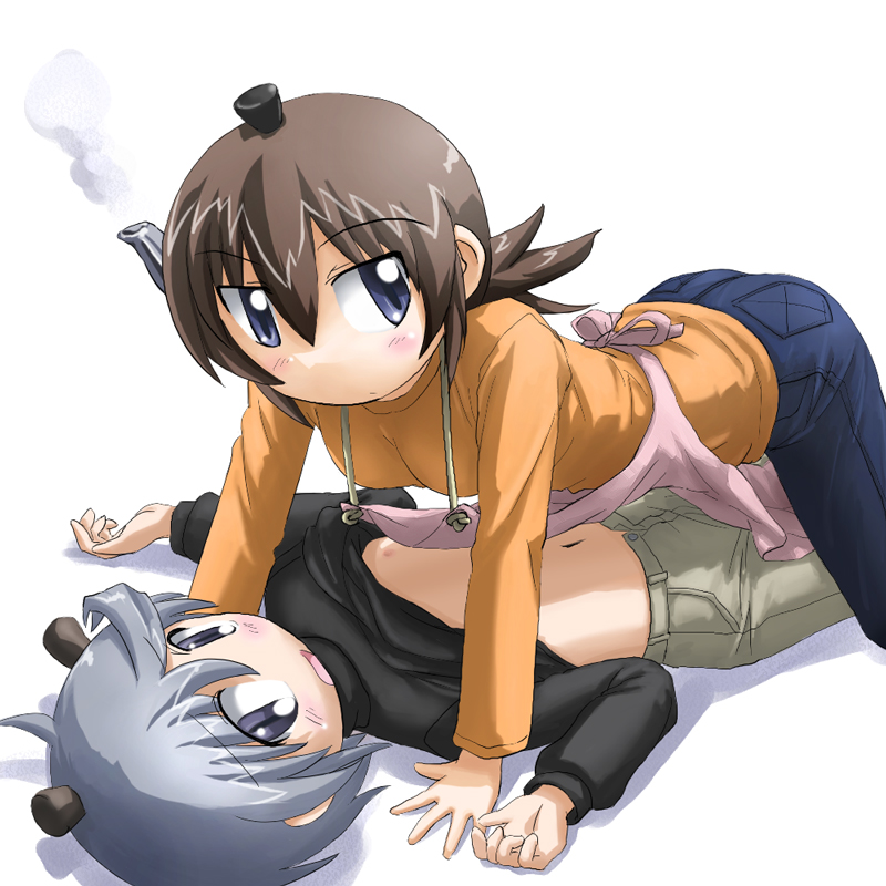 tanada-bon, apron, denim, jeans, kettle, pants, personification, teapot