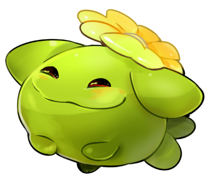gh (ront), skiploom, nintendo, pokemon, lowres, black eyes, gen 2 pokemon, no humans, pokemon (creature), pokemon focus, simple background, smile, smug, white background