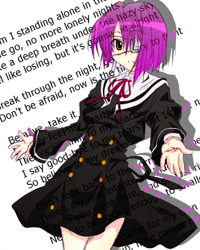 oriotohime, shindou chihiro, ef (visual novel), lowres, 00s, 1girl, english text, eyepatch, female focus, solo