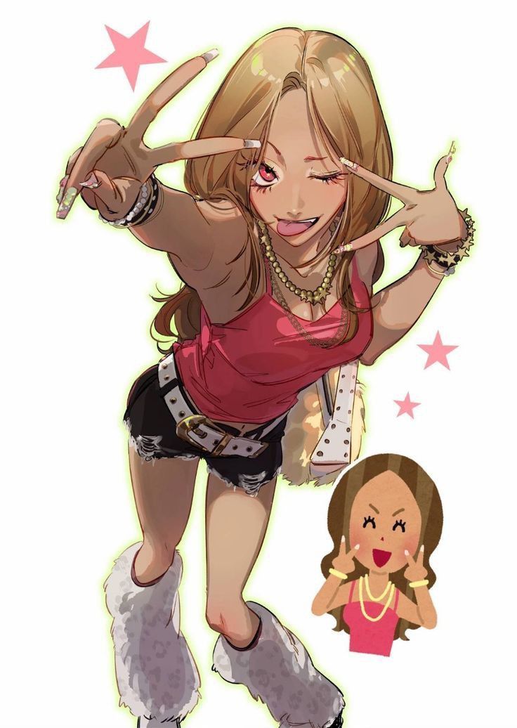 artist request, tagme, 1girl, dark-skinned female, dark skin, gyaru, short shorts, shorts, tongue, tongue out
