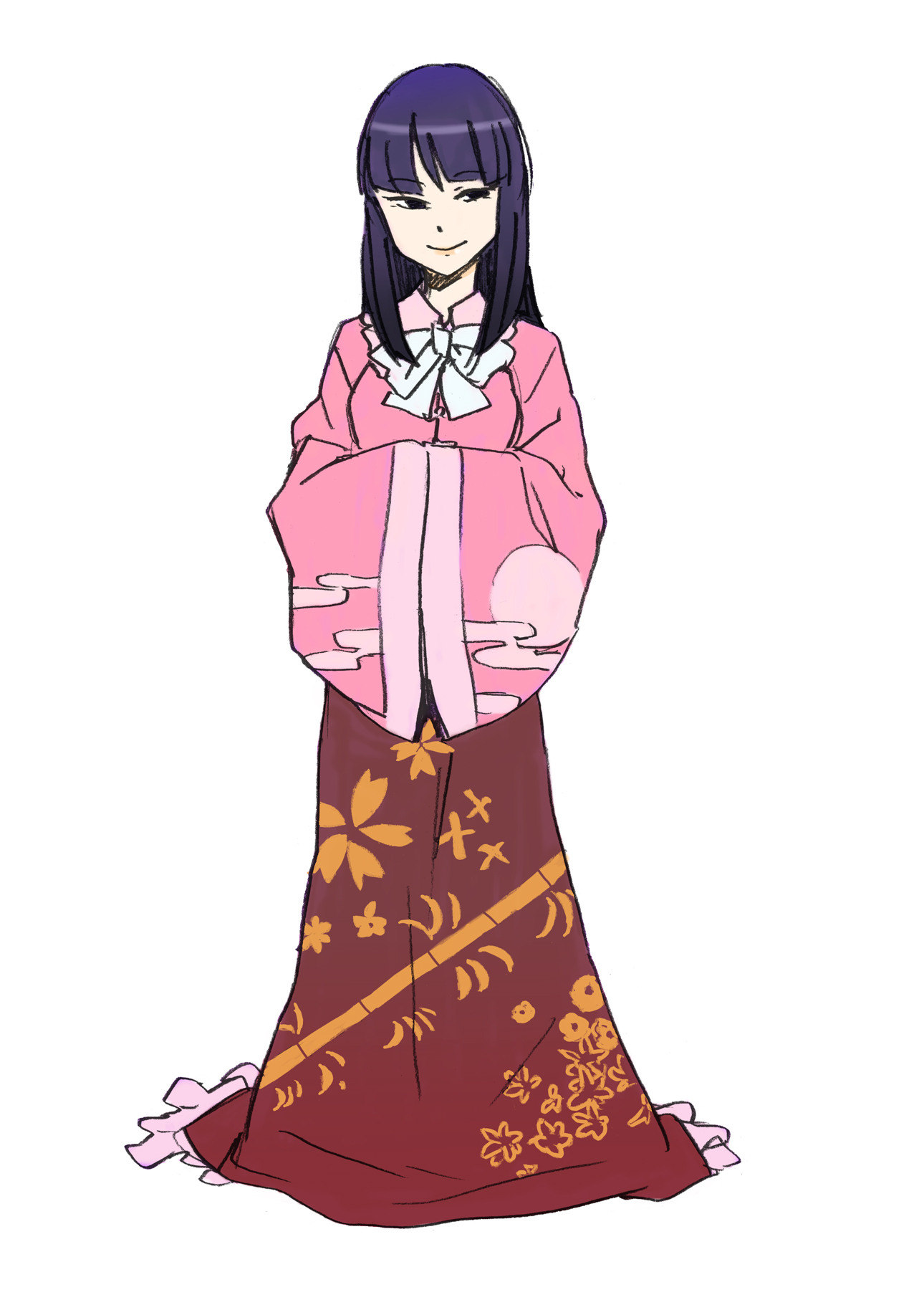 katou haruaki, houraisan kaguya, iizuka tatsuki, hyakko, touhou, bad id, bad pixiv id, highres, official art, 1girl, cosplay, female focus, half-closed eyes, houraisan kaguya (cosplay), long hair, purple hair, simple background, solo, white background