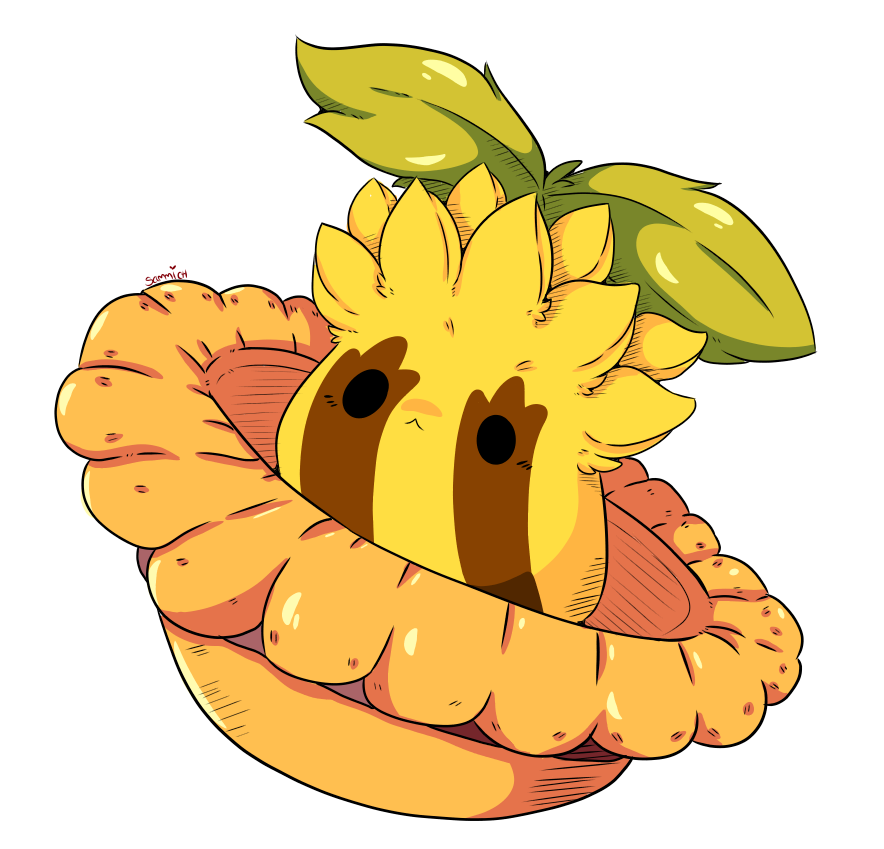 smolsammichowo, sunkern, nintendo, pokemon, black eyes, gen 2 pokemon, hat, looking at viewer, no humans, pokemon (creature), solo, transparent background