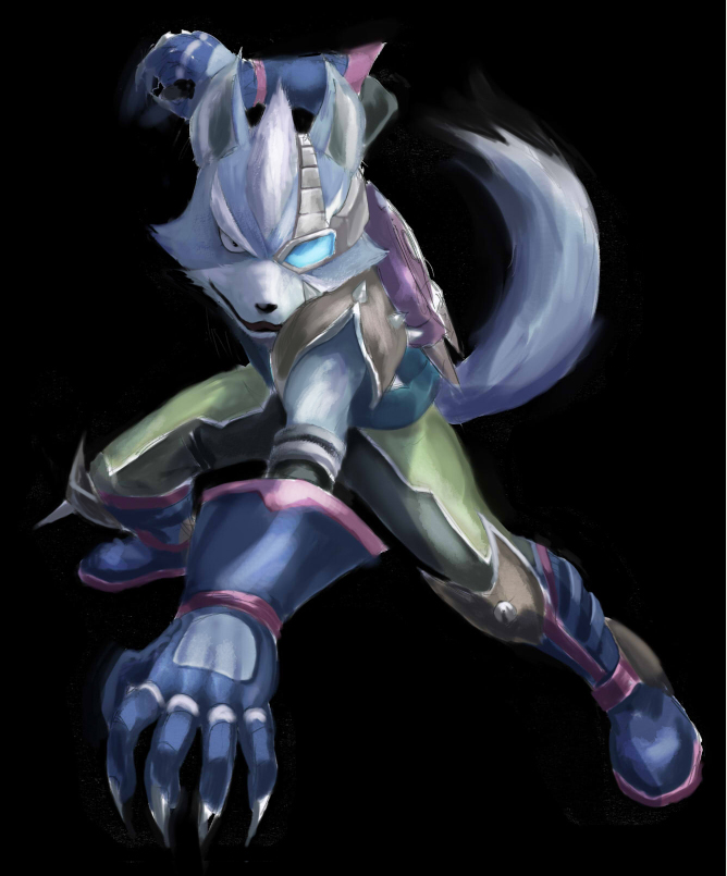 iwaya, iwaya p, wolf o'donnell, nintendo, star fox, md5 mismatch, 1boy, armor, black eyes, claws, furry, furry male, gloves, male focus, solo, tail, white hair