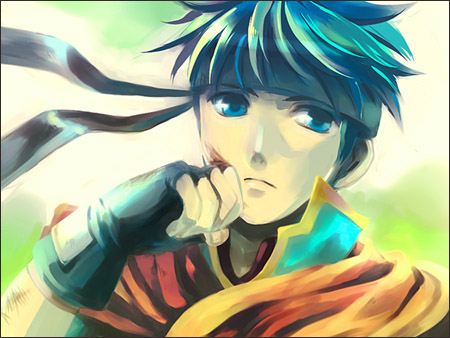 ike (fire emblem), fire emblem, fire emblem: path of radiance, fire emblem: radiant dawn, nintendo, lowres, blue eyes, blue hair, gloves, headband, male focus, solo