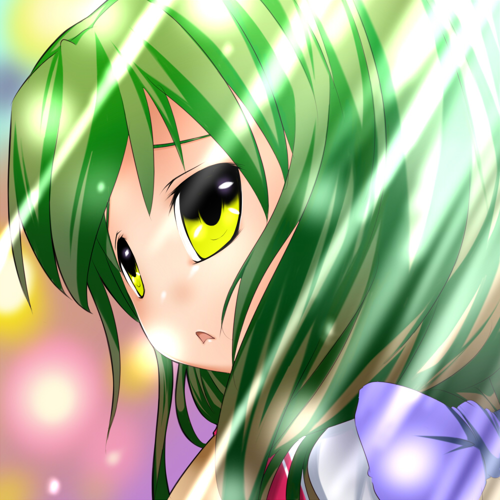 wara p, waradosa, ibuki fuuko, clannad, 00s, 1girl, female focus, green hair, long hair, solo, yellow eyes