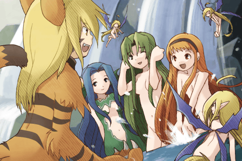 tobe sunaho, coco (riviera), fia (riviera), lyuri (riviera), meute (riviera), mursya (riviera), riviera, fur, game cg, lowres, 6+girls, animal ears, blonde hair, blue hair, censored, claws, convenient censoring, fairy, female focus, green hair, hair censor, hair over breasts, hairband, long hair, multiple girls, nude, one eye closed, onsen, orange hair, same-sex bathing, shared bathing, smile, tail, very long hair, wading, water, wings, wink